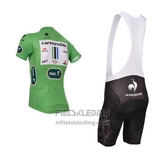2013 Fietskleding Cannondale Lider Groen en Wit Korte Mouwen en Koersbroek